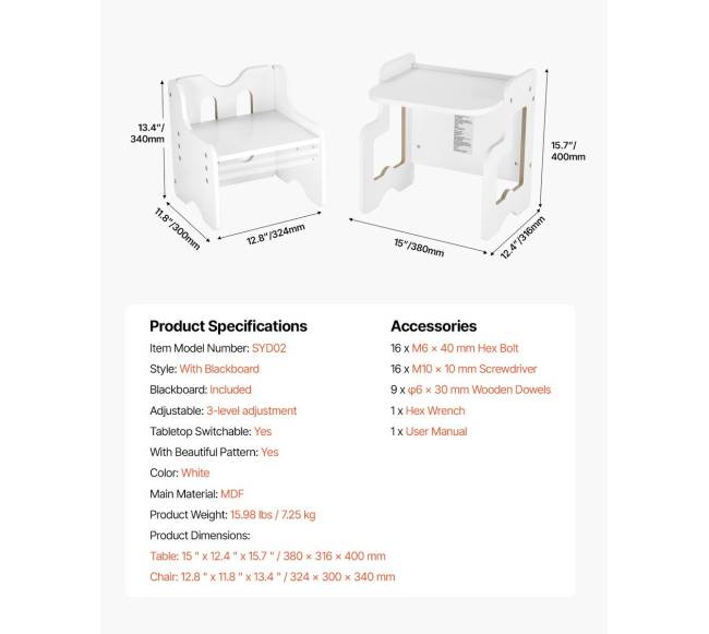 Montessori staliukas ir kėdutė su lentos paviršiumi6