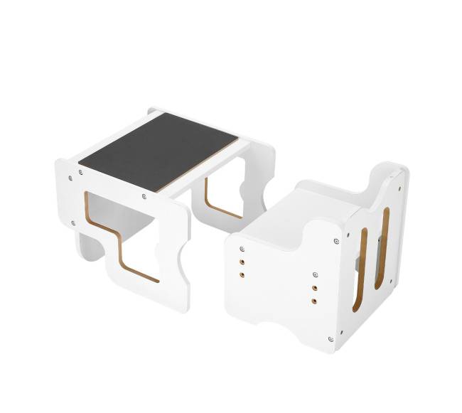Montessori staliukas ir kėdutė su lentos paviršiumi9