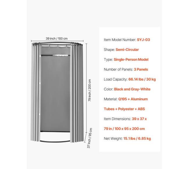 Nešiojama persirengimo kabina 100 cm pusapvalė6