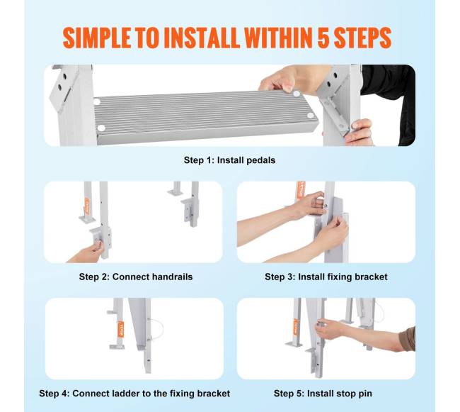 Aliuminės laiptų kopėčios su atverčiamu mechanizmu5