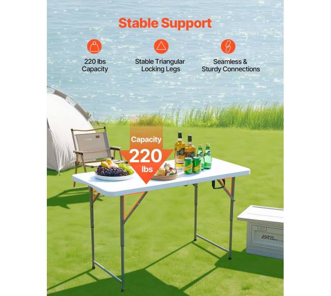 Sulankstomas plastikinis stalas 122cm vidaus ir lauko naudojimui2