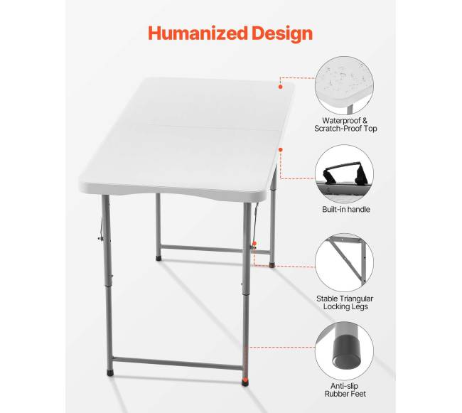 Sulankstomas plastikinis stalas 122cm vidaus ir lauko naudojimui5