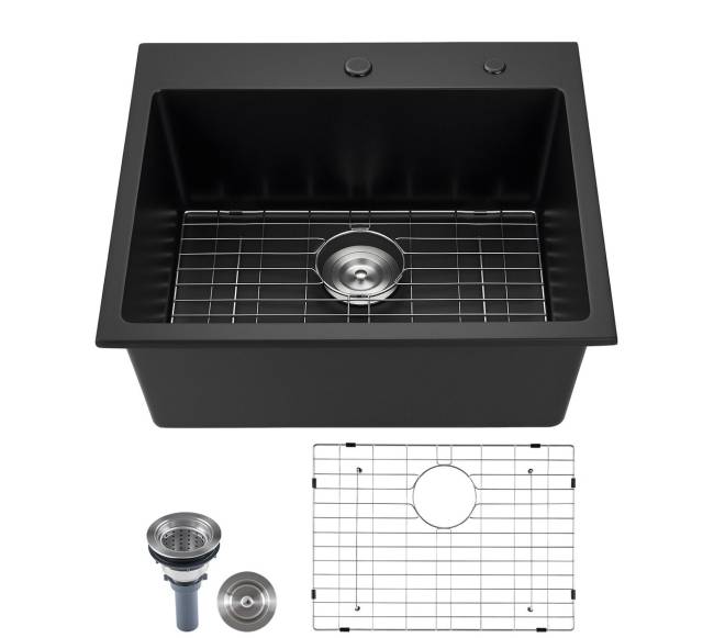 63 cm granito virtuvinė kriauklė vieno dubens0