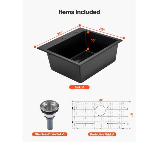 63 cm granito virtuvinė kriauklė vieno dubens2