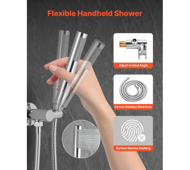 Dušo komplektas su apvaliu lietaus dušu ir rankiniu2