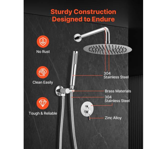 Dušo komplektas su apvaliu lietaus dušu ir rankiniu5