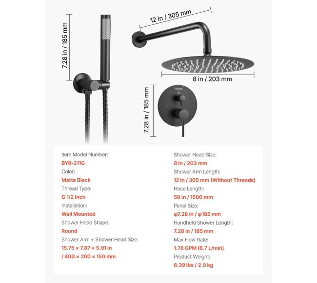 Vonios dušo komplektas su apvaliu galvučiu6