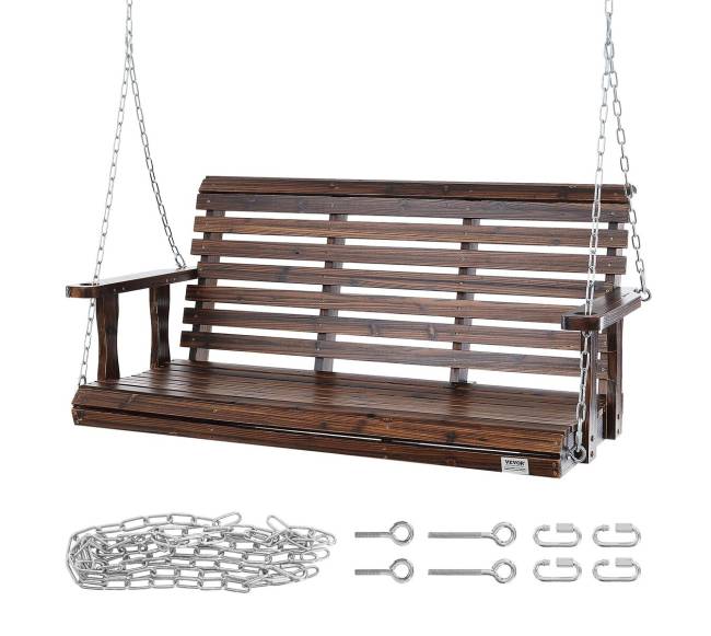 Medinis sūpynės lauko sode8