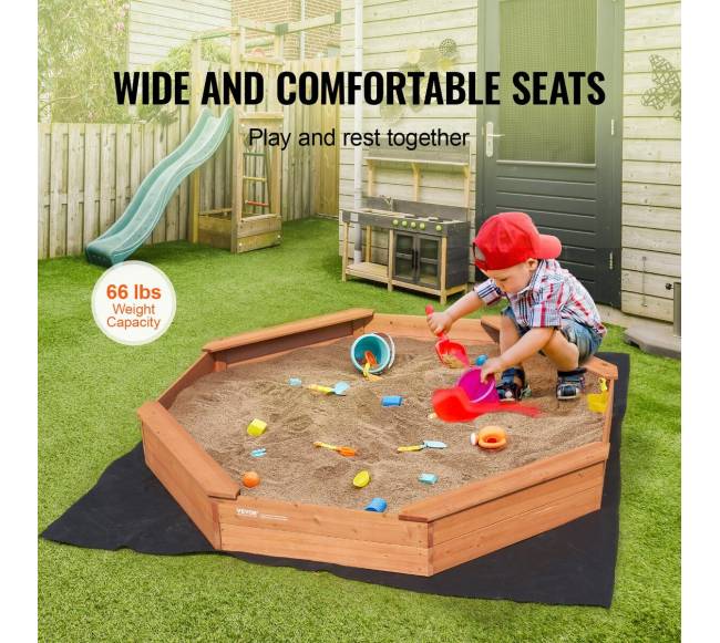 Medinė aštuonkampė smėlio dėžė su dangčiu4