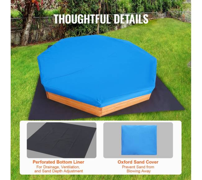 Medinė aštuonkampė smėlio dėžė su dangčiu5