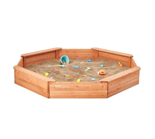 Medinė aštuonkampė smėlio dėžė su dangčiu9