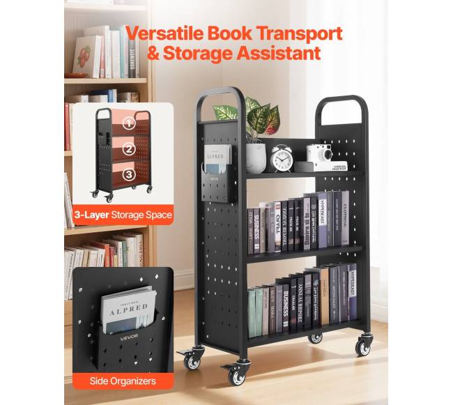 3 lygmenų vienpusis knygų vežimėlis1