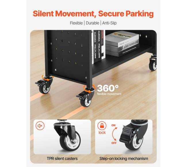 3 lygmenų vienpusis knygų vežimėlis3