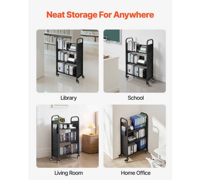 3 lygmenų vienpusis knygų vežimėlis5