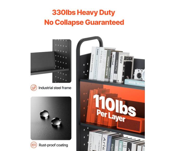 3 lygių knygų vežimėlis vienpusėmis lentynomis2