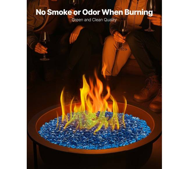 20 svarų Karibų mėlyno židinio stiklo akmenukai3