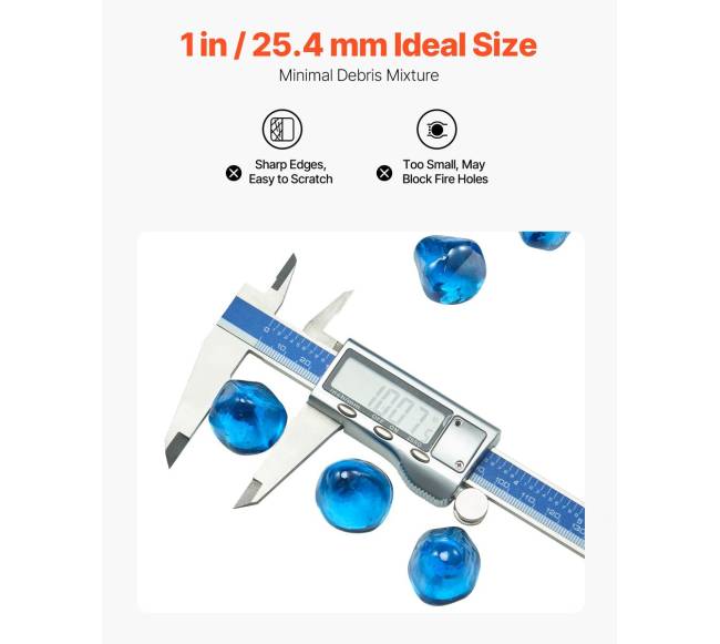 20 svarų Karibų mėlyno židinio stiklo akmenukai4