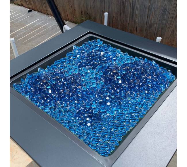 20 svarų Karibų mėlyno židinio stiklo akmenukai7