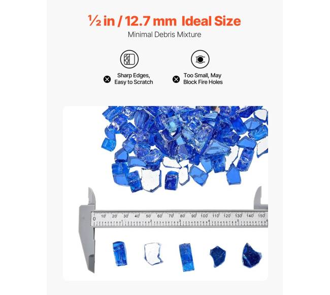 10 svarų ugnies stiklas, 12 colio, mėlynas4