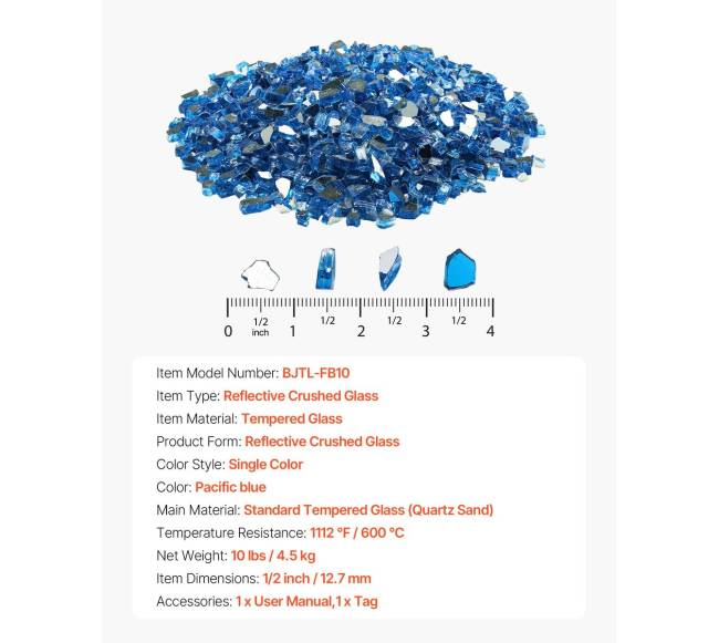 Mėlynas židinių stiklas 12,7 mm 4,5 kg6
