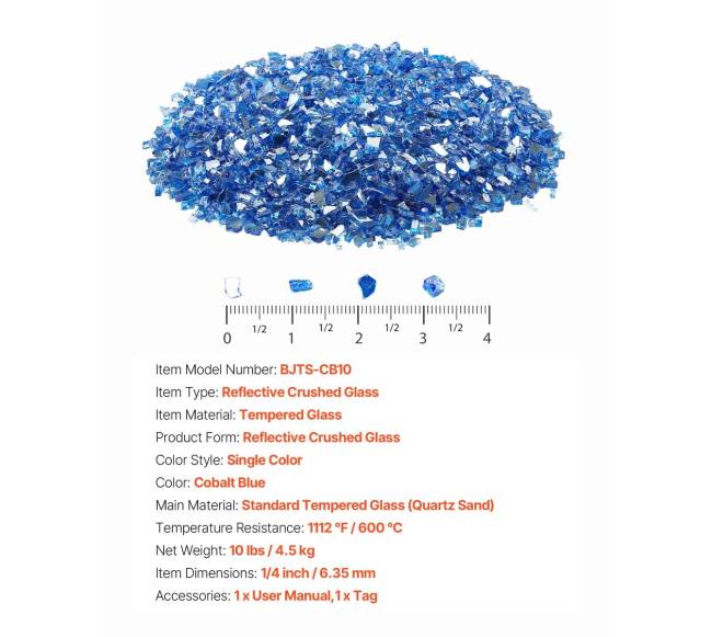 mėlynos spalvos židinys stiklo uolienos 4,5 kg6