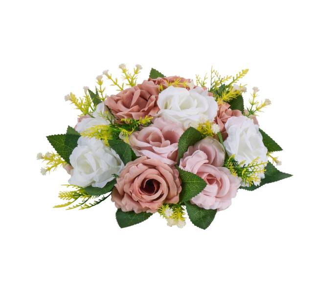 gėlių rutuliai vestuviniams centriniams staliukams 24 cm rožinis ir baltas0