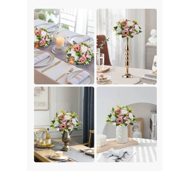 gėlių rutuliai vestuviniams centriniams staliukams 24 cm rožinis ir baltas6