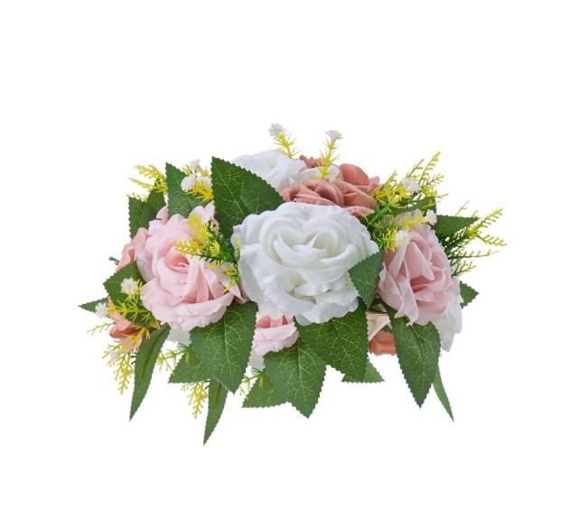 gėlių rutuliai vestuviniams centriniams staliukams 24 cm rožinis ir baltas10