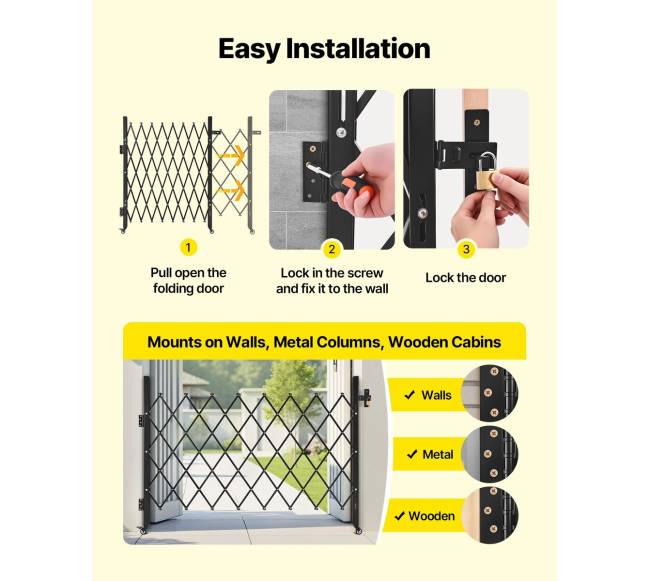 Sulankstomi užrakinami apsauginiai vartai 170 x 131 cm4