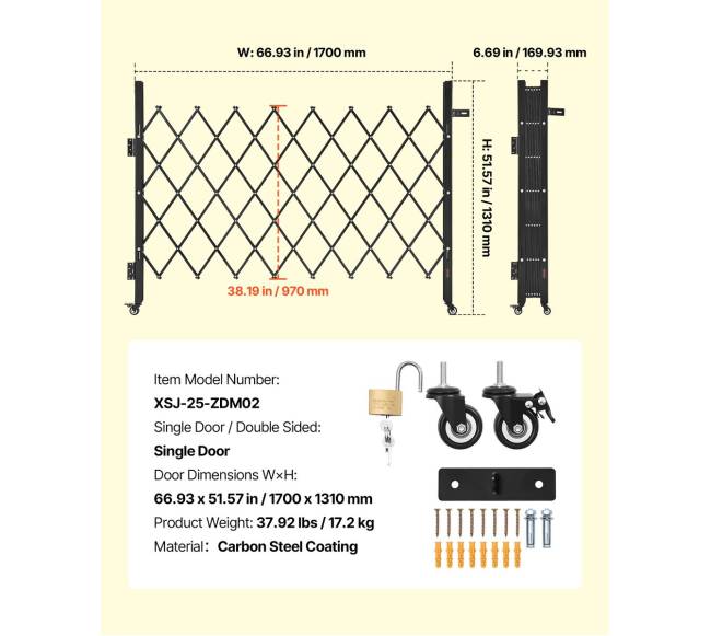 Sulankstomi užrakinami apsauginiai vartai 170 x 131 cm6