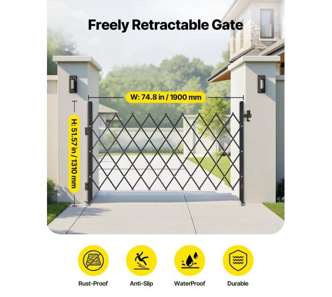 Sulankstomas apsauginis vartai su užraktu 74.80 x 51.57 cm1