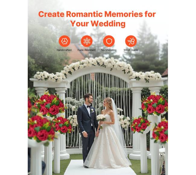 Dirbtinių gėlių rutuliai vestuvėms, 10 vnt.5