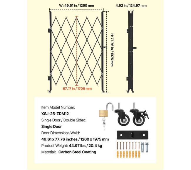 Vienos sulankstomos apsaugos grotelės su užraktu6
