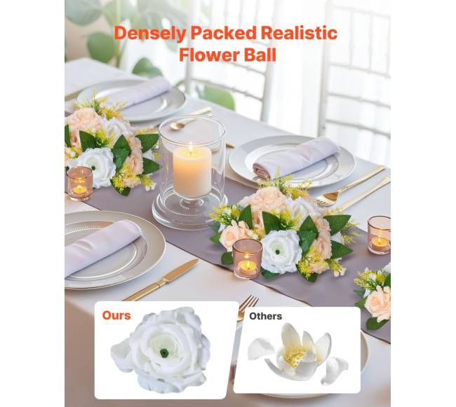 Dirbtinių gėlių kamuoliai vestuvių puošmenoms1