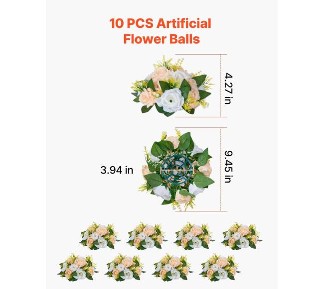 Dirbtinių gėlių kamuoliai vestuvių puošmenoms2