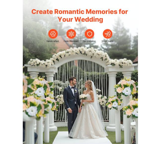 Dirbtinių gėlių kamuoliai vestuvių puošmenoms5