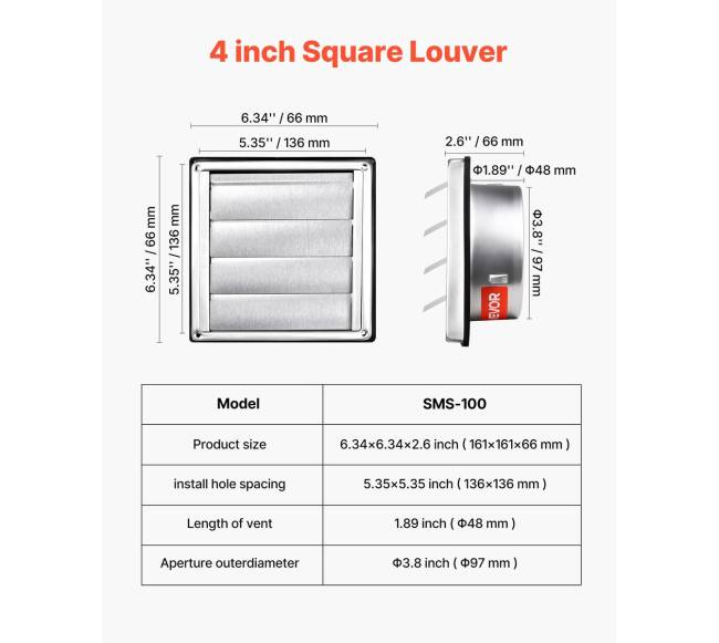 97 mm kvadratinis sieninis ventiliacijos dangtelis1