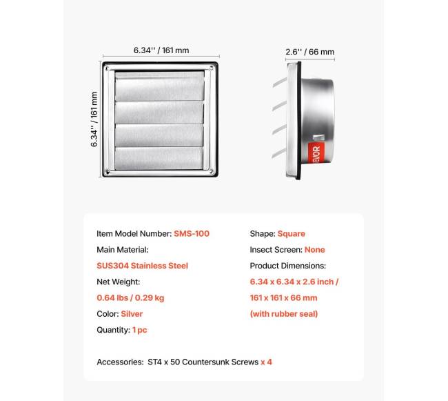 97 mm kvadratinis sieninis ventiliacijos dangtelis6