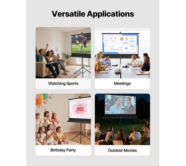 Trikojis projektorius ekranas su stovu 60 colių4