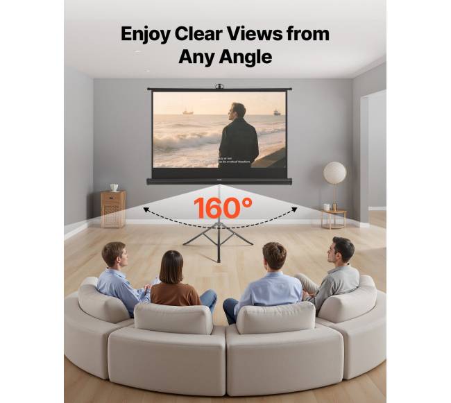 Trikojis projektorius ekranas su stovu 60 colių6