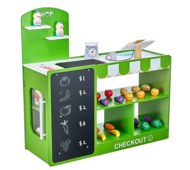 medinis vaikų prekybos stendas su kasa0