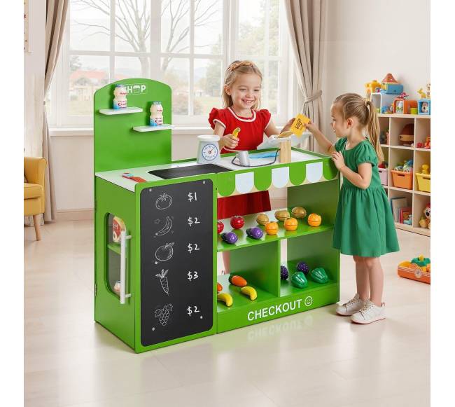 medinis vaikų prekybos stendas su kasa7