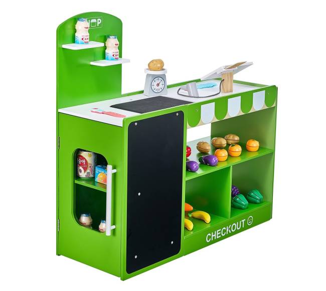 medinis vaikų prekybos stendas su kasa9