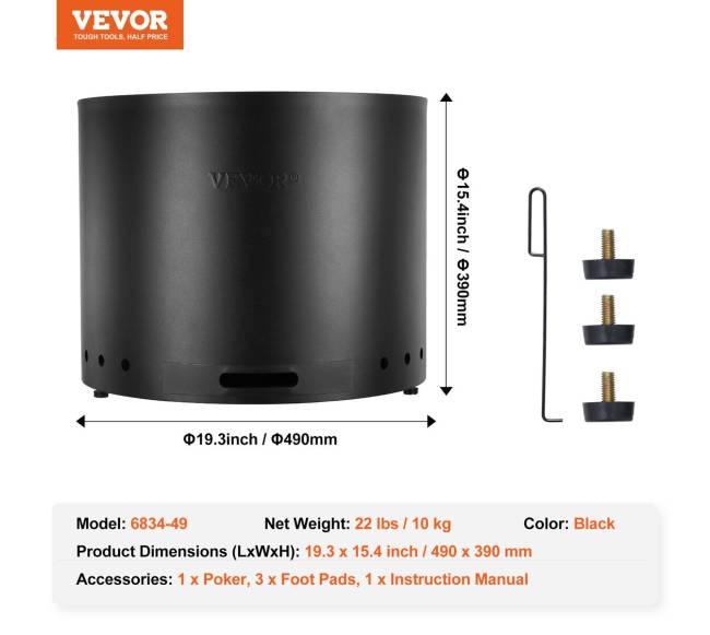 Nerūkstantis lauko židinys 49 cm6
