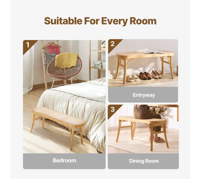 Rataninė medinė suoliukas prieškambariui ir svetainei5