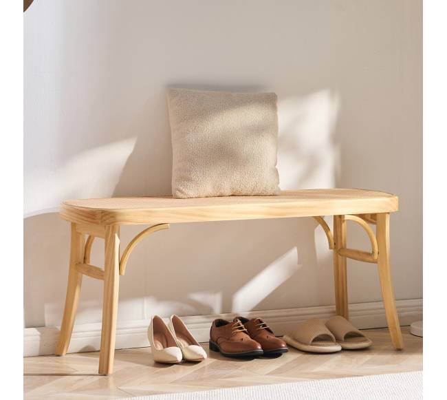 Rataninė medinė suoliukas prieškambariui ir svetainei7