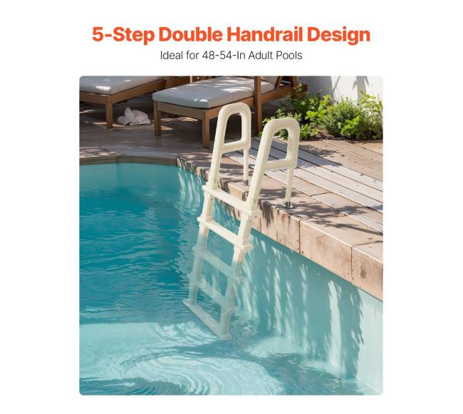 penkių pakopų baseino kopėčios su turėklais1