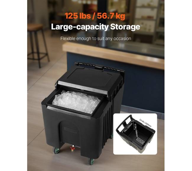 Komercinis ledo konteineris su 61.6 L talpa ir ratukais1