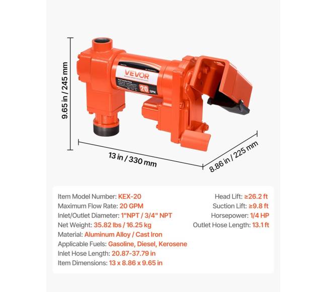 Kuro perdavimo pompa 12V su žarna ir antgaliu6