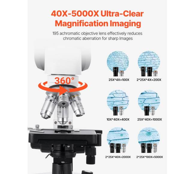 Dvejslųbė binokulinė mikroskopas 40-5000X1